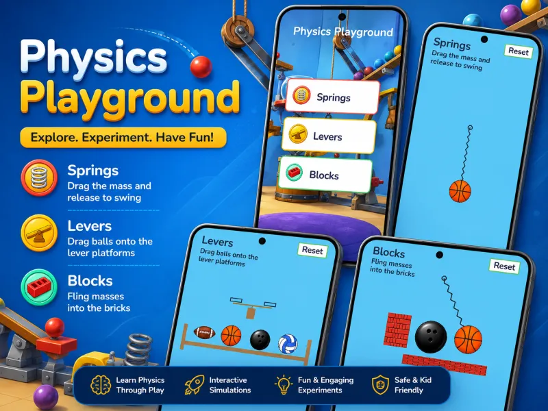Physics Playground educational app promo collage